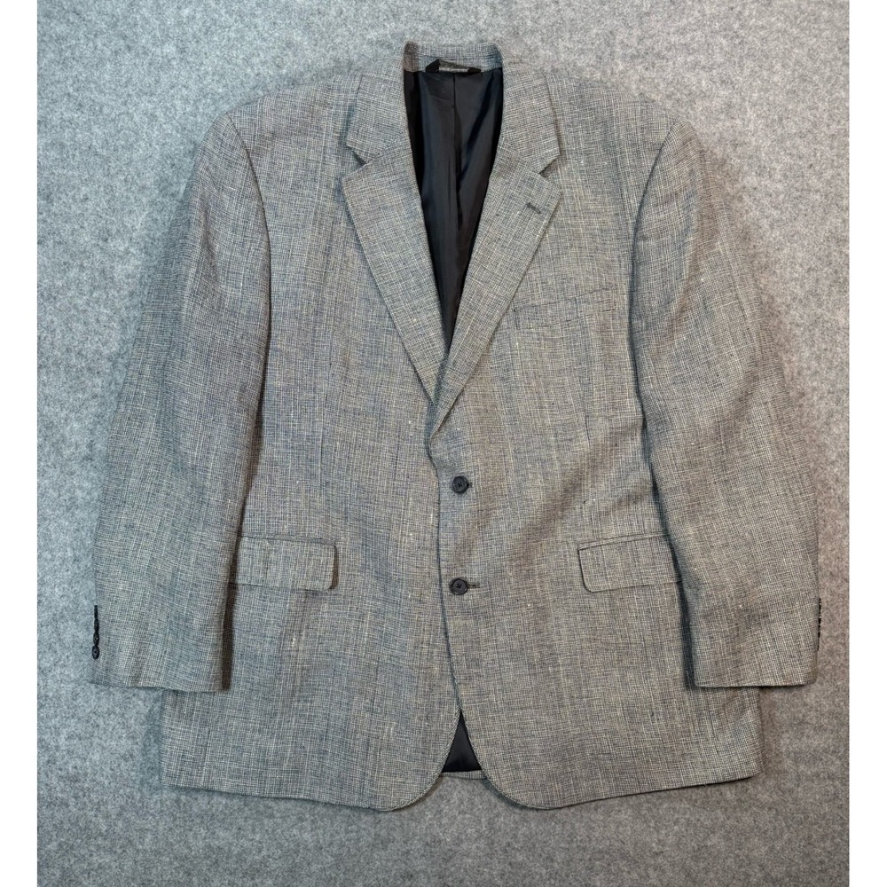 Jos A Bank Mens Blue White Textured Two Button Blazer Sport Coat Jacket 48R